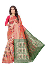 Art Silk Woven Saree In Red