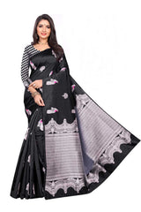 Art Silk Woven Saree In Black