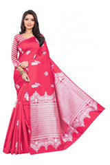 Art Silk Woven Saree In Pink