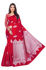 Art Silk Woven Saree In Red