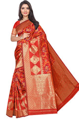 Art Silk Woven Saree In Orange