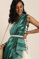 Green Silk Blend Bhagalpuri Ikat Causal Dupatta