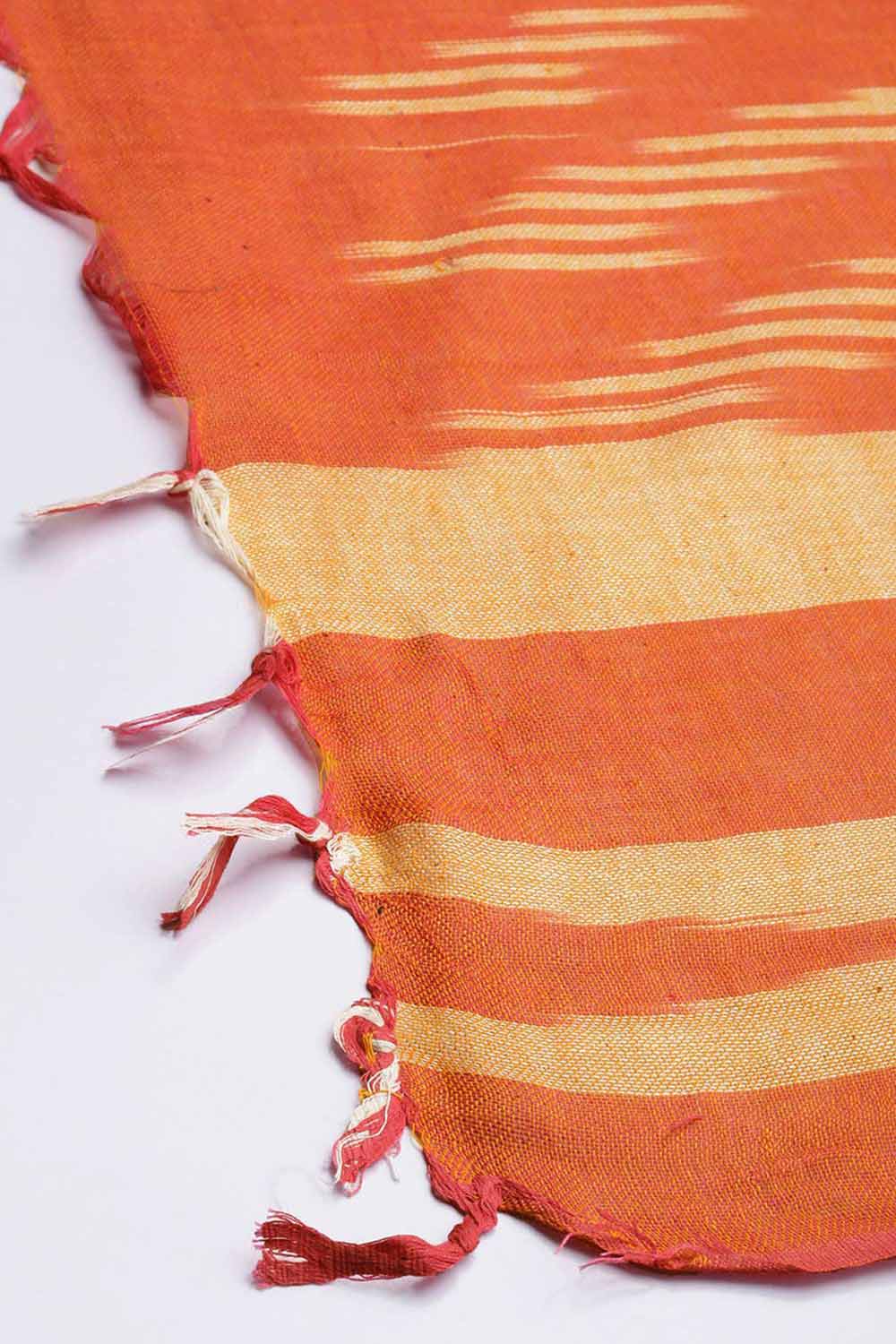 Orange Silk Blend Bhagalpuri Ikat Causal Dupatta