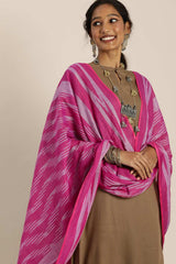 Pink Silk Blend Bhagalpuri Ikat Causal Dupatta