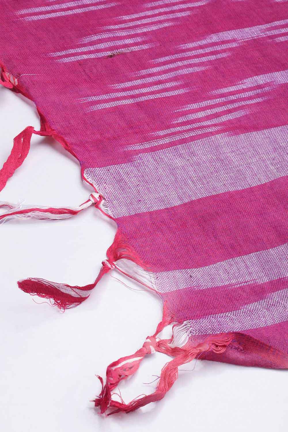 Pink Silk Blend Bhagalpuri Ikat Causal Dupatta