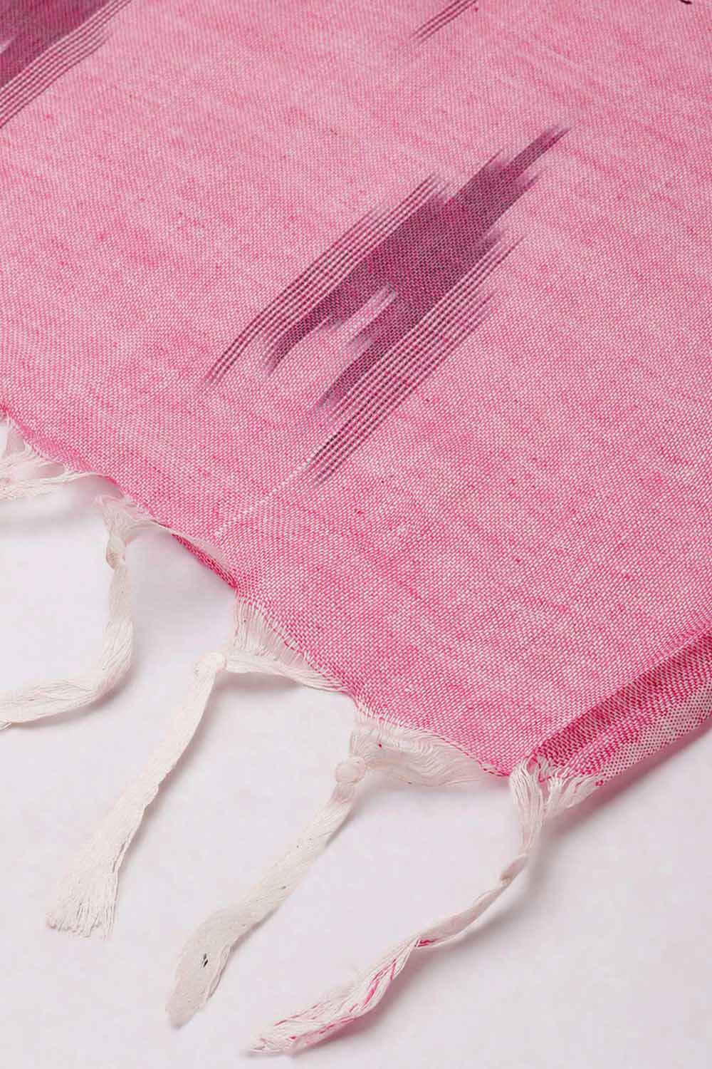 Pink Silk Blend Bhagalpuri Ikat Causal Dupatta