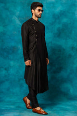 Men's Black Viscose Blend Kurta