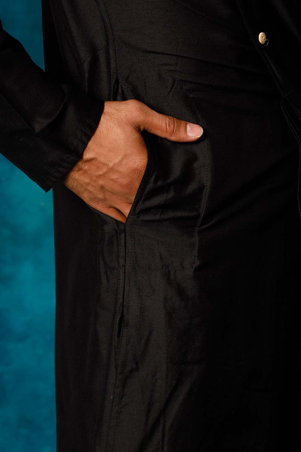 Men's Black Viscose Blend Kurta