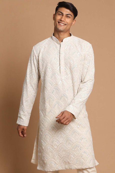 Men's Grey Georgette Kurta