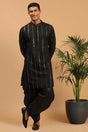 Buy Men's Black Viscose Mirror Work Embroidered Kurta Dhoti Online