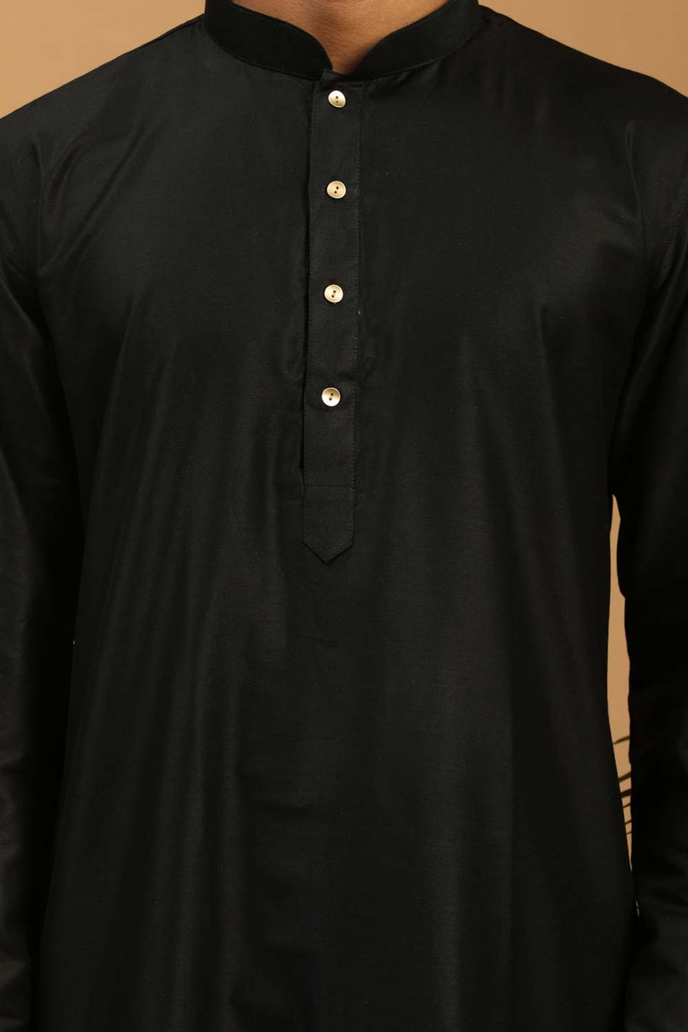 Buy Men's Black Viscose Solid Kurta Pajama Jacket Set Online - Side