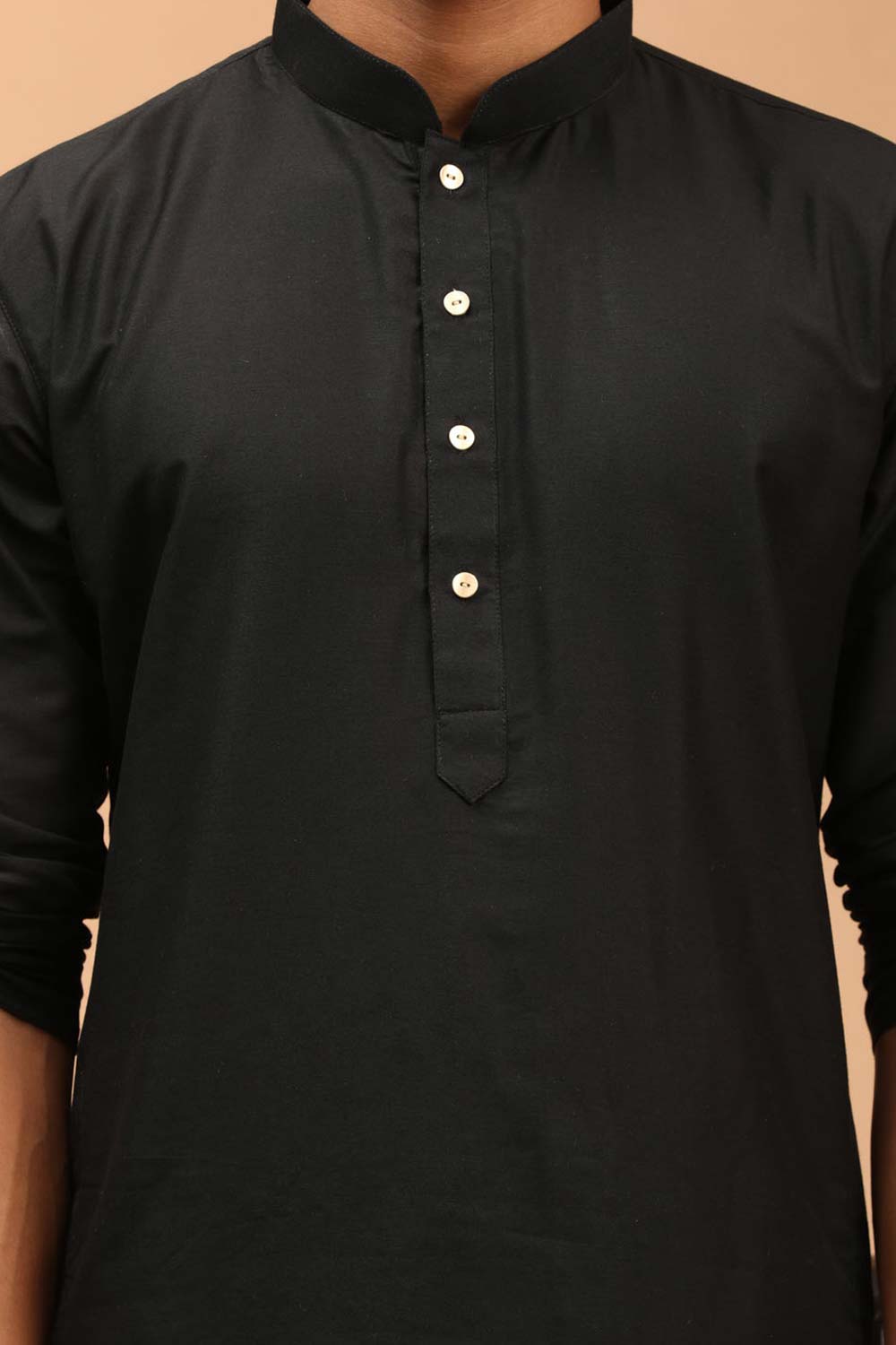 Buy Men's Black Viscose Solid Kurta Pajama Jacket Set Online - Side