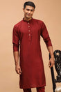 Buy Men's Maroon Viscose Solid Long Kurta Online