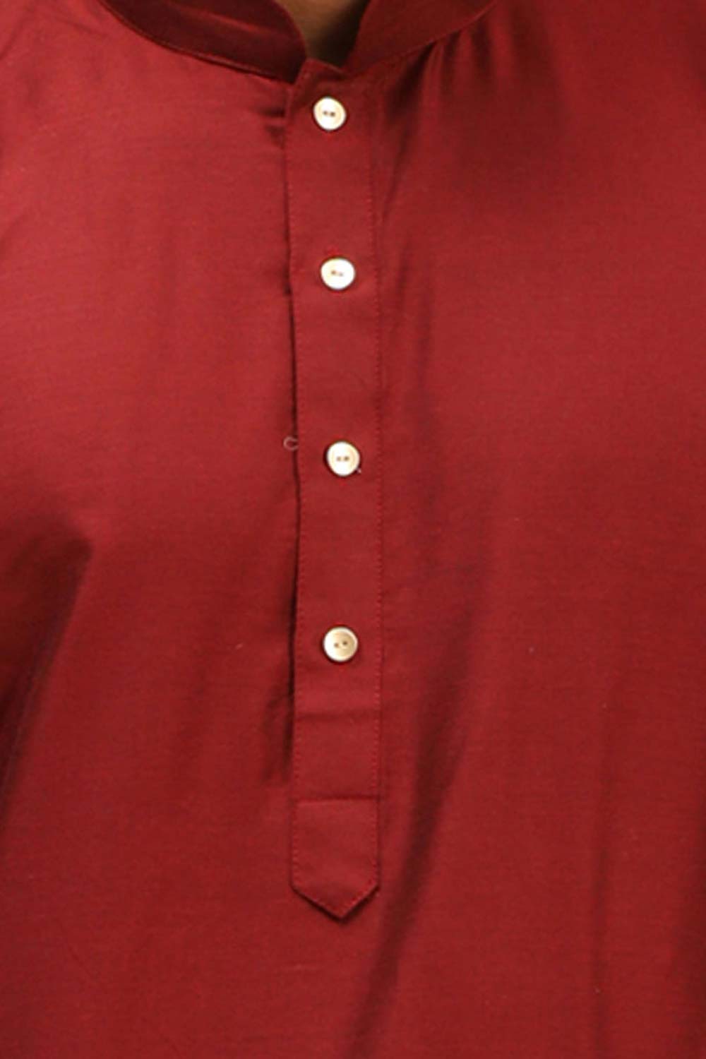 Buy Men's Maroon Viscose Solid Long Kurta Online - Side