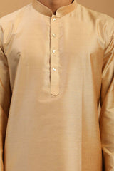 Buy Men's Rose Gold Viscose Solid Kurta Pajama Jacket Set Online - Side