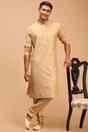 Buy Men's Rose Gold Viscose Solid Kurta Pajama Jacket Set Online