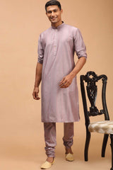 Buy Men's Steel Grey Viscose Solid Kurta Pajama Jacket Set Online