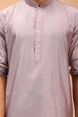 Buy Men's Steel Grey Viscose Solid Kurta Pajama Jacket Set Online - Side