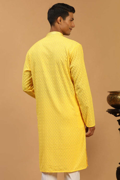 Men's Yellow Cotton Kurta