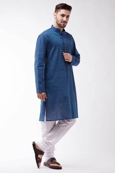 Buy Blue Woven Design Kurta Pyjama Set Online