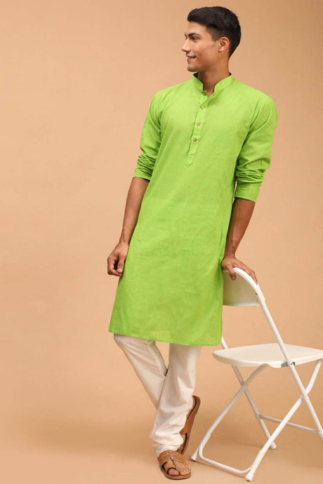 Buy Green Woven Design Kurta Pyjama Set Online