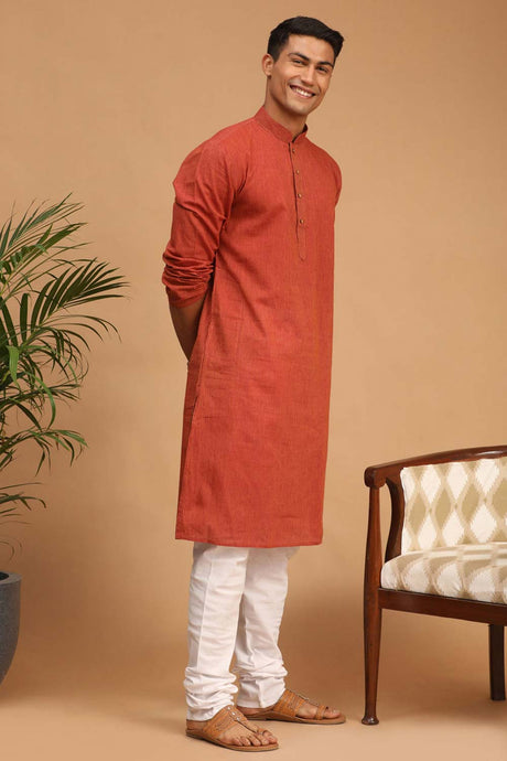 Buy Orange Woven Design Kurta Pyjama Set Online