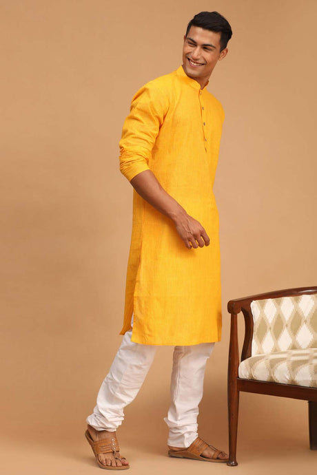 Buy Yellow Woven Design Kurta Pyjama Set Online