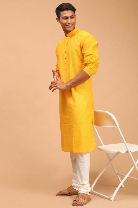 Buy Yellow Woven Design Kurta Pyjama Set Online