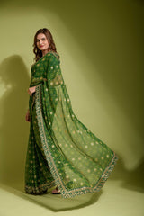 Light Green Georgette Foil Saree