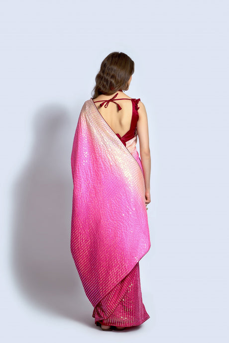 Maroon & Pink Vichitra Silk Maroon Saree