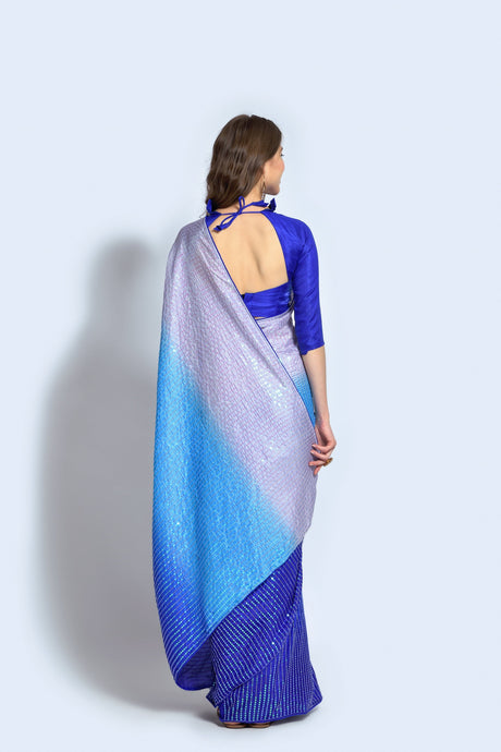 Blue & Grey Vichitra Silk Blue Saree