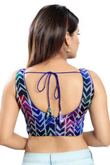 Brinjal Silk Blend Back Open Padded Sleeveless Saree Blouse