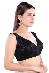 Shimmer Padded Blouse In Black