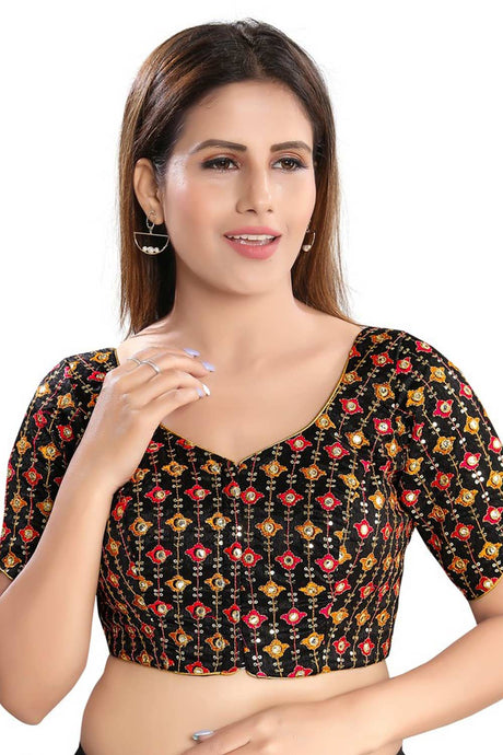 Buy Brocade Embroidered Blouse in Black