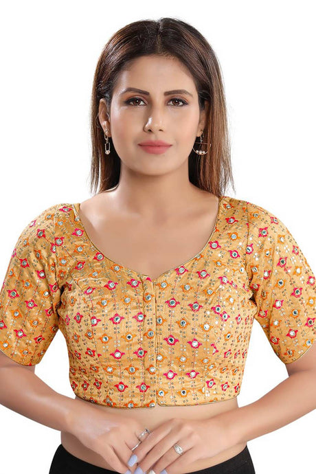 Buy Brocade Embroidered Blouse in Gold