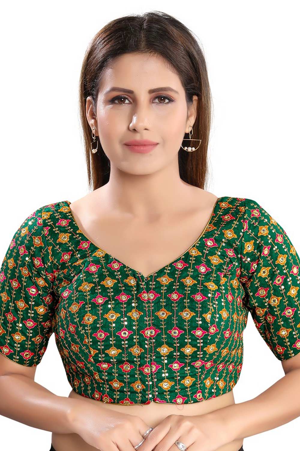 Buy Brocade Embroidered Blouse in Green