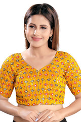 Buy Brocade Embroidered Blouse in Mustard