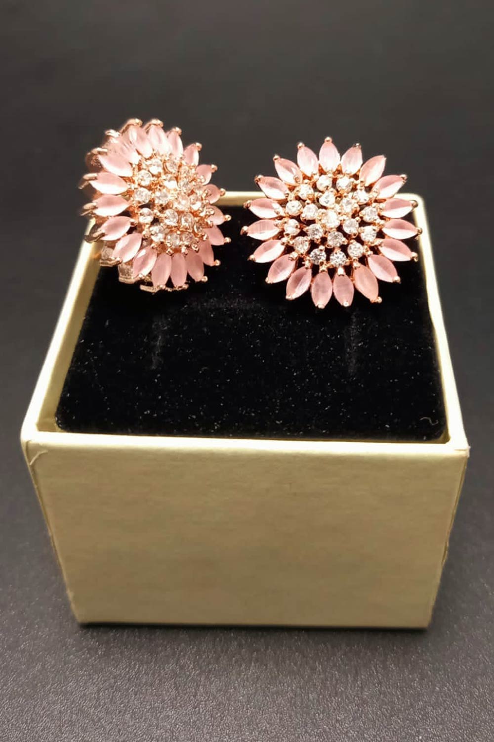 Buy Women's Brass Stud Earring in Baby Pink Online