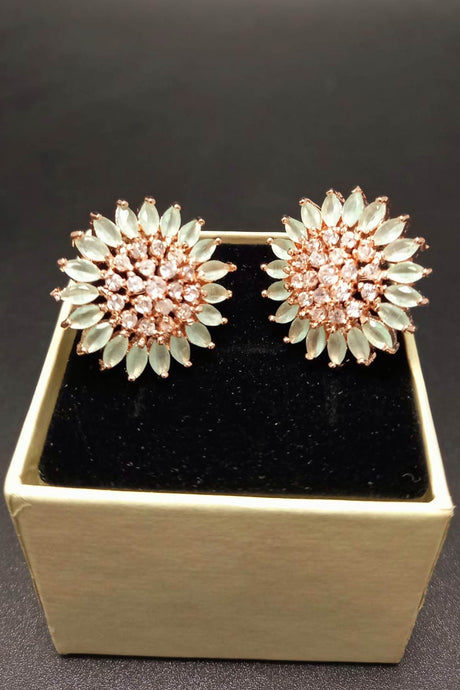 Buy Women's Brass Stud Earring in Light Green Online