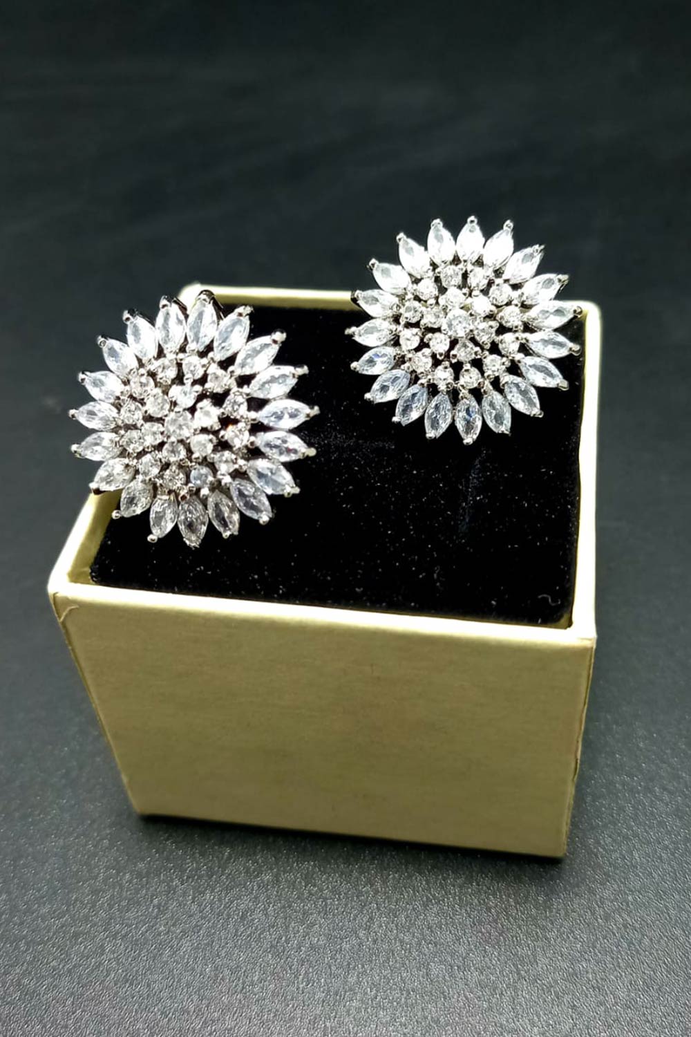 Buy Women's Brass Stud Earring in White Online