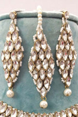 Crystal Sparkling Necklace Set With Earrings & Maangtika