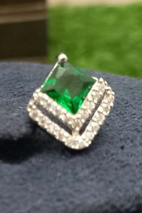 Green American Diamond Earring Tops Jewellery