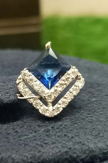 Blue American Diamond Earring Tops Jewelry