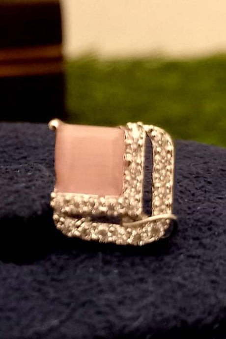 Pink American Diamond Earring Tops Jewellery