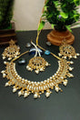 White Copper Base Kundan Pearl Necklace Set With Maangtika