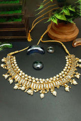 White Copper Base Kundan Pearl Necklace