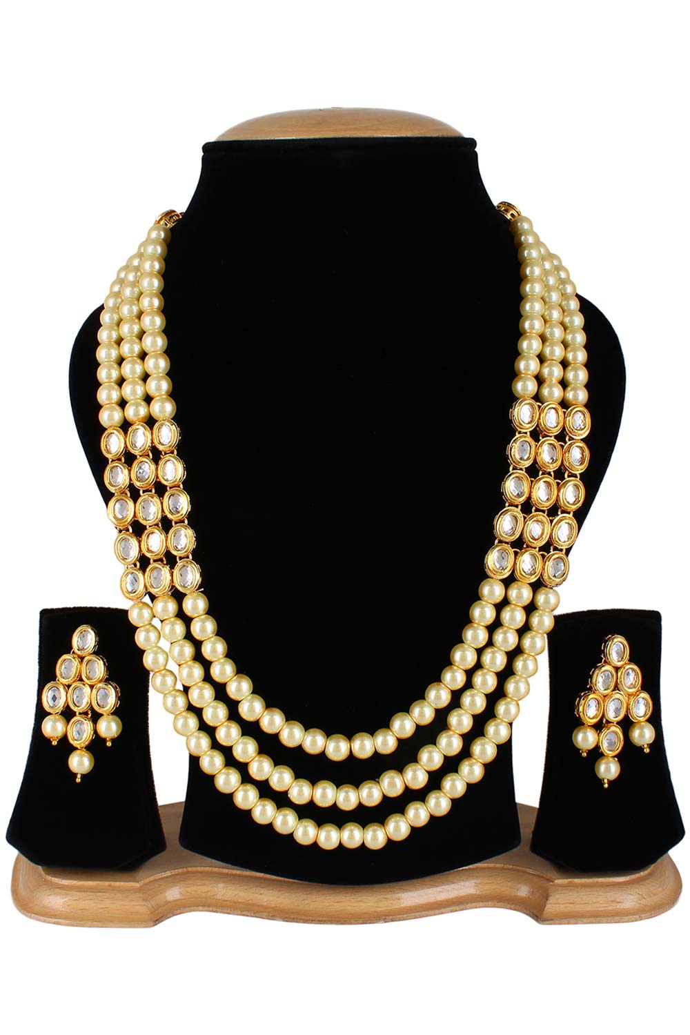 White Kundan With Back Meena Designer Pearl Necklace Set