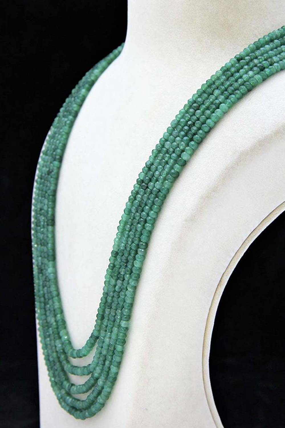 Green Semi Precious Onyx 5 Line Multilayer Beaded Necklace Set