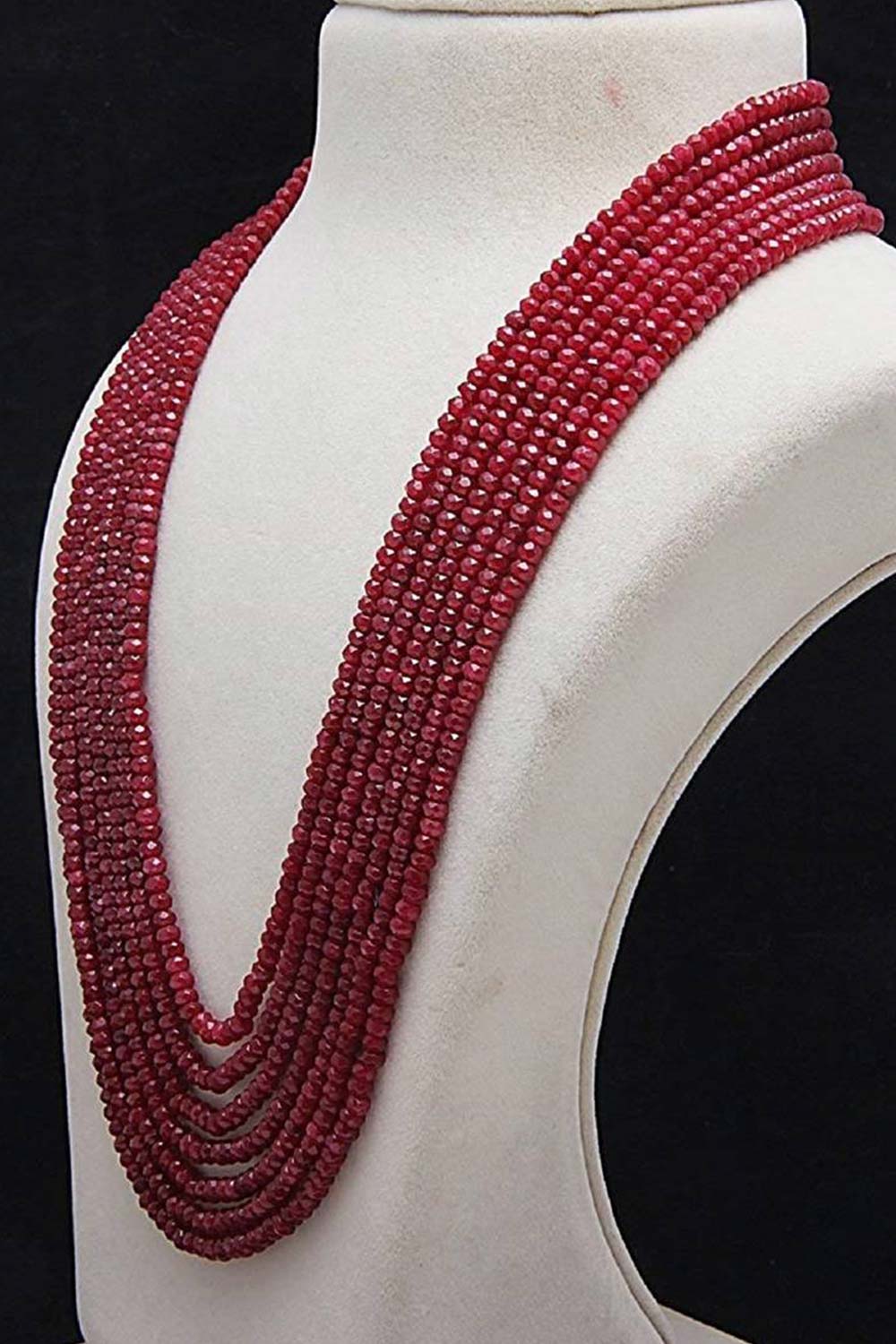 Maroon Semi Precious Onyx 7 Line Multilayer Beaded Necklace Set