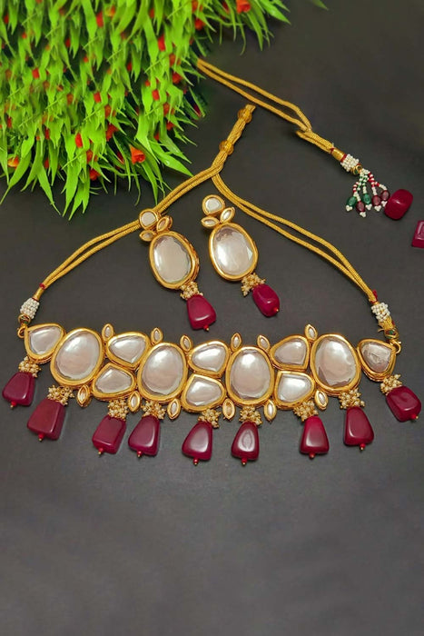 Jewellery Set : Brass gold plated kundan jewellery set